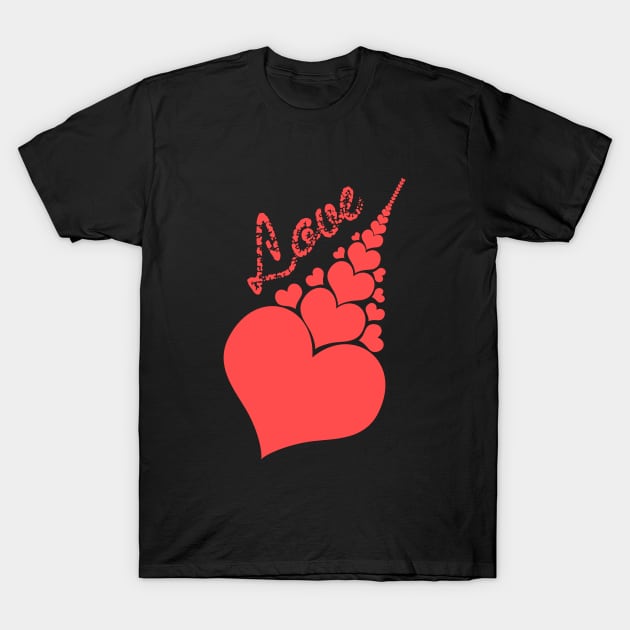 Trailing shooting love hearts arrow stream T-Shirt by ownedandloved